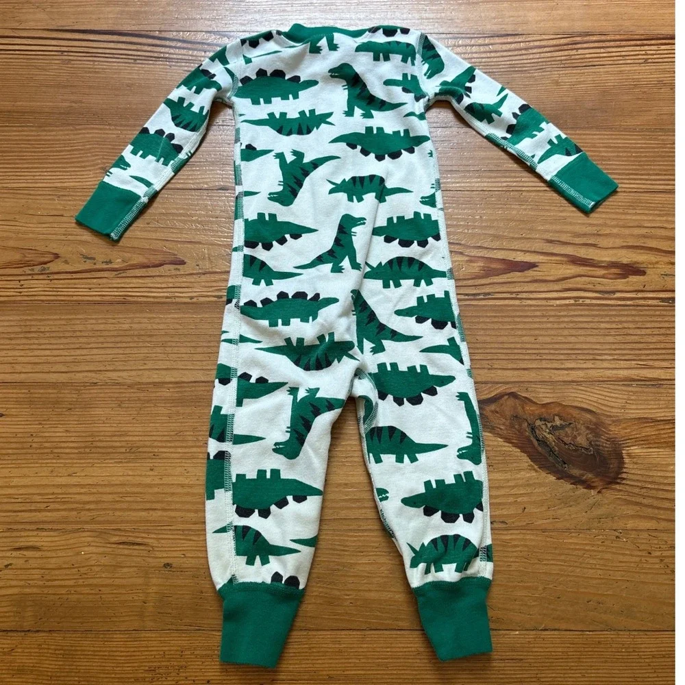 Hanna Andersson Pajamas Kids Green Dinosaur Organic Cotton Sleeper SIZE 18-24‎ m